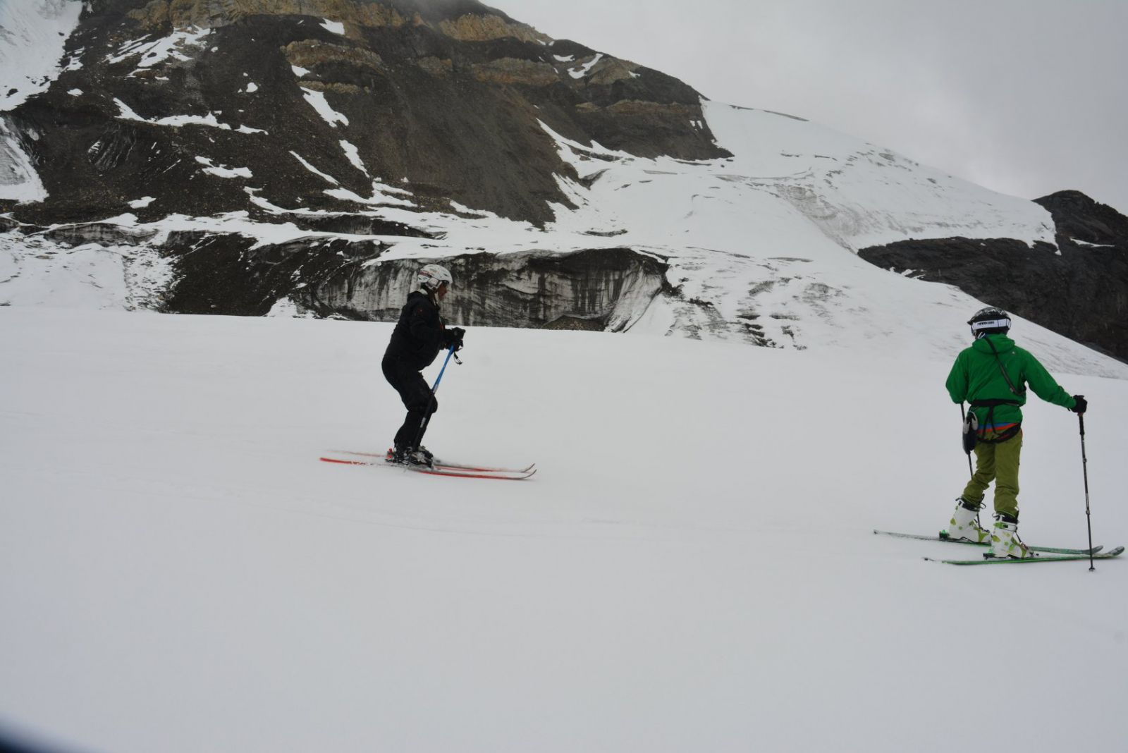 Two People Skiing in Nepal Kuri Village